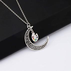 img 1 attached to 🎨 BEKECH Artist Gift for Her: Crescent Moon Charm Paint Palette Pendant Necklace - Ideal for Artist Women, Girls, Painters - Perfect Art Student Graduation Gift & Art Lovers Gift