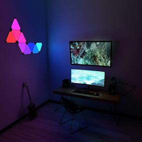 img 1 attached to 🔺 HEYWASAI Triangle Lights RGB LED Lights, Triangle Colorful Wall Light Panels with Alexa Compatibility, Gaming Lights for Bedroom, Living Room, Gaming Room, 9-Pack with 16 Million Colors.