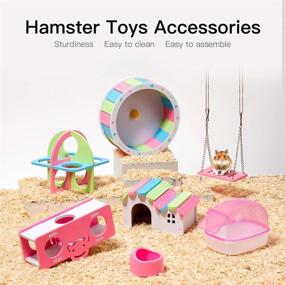 img 3 attached to 🐹 Rolife Hamster Exercise Wheel, Chew Toys, Accessories, Houses, Plastic Sand Bath - 7 Pack for Hamsters