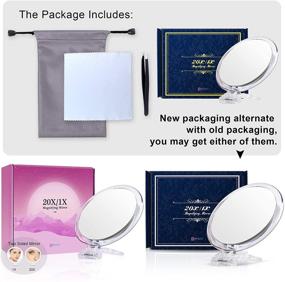 img 2 attached to 🔍 5-Inch 20X Magnifying Mirror: Two Sided, Foldable Makeup Mirror for Precision Makeup, Tweezing, and Blackhead/Blemish Removal