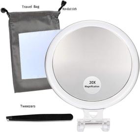 img 3 attached to 🔍 5-Inch 20X Magnifying Mirror: Two Sided, Foldable Makeup Mirror for Precision Makeup, Tweezing, and Blackhead/Blemish Removal