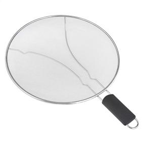 img 4 attached to AmazonCommercial 13 Inch Stainless Steel Fine Mesh Frying Pan Splatter Screen with Plastic Grip Handle: Effective Kitchen Tool for Mess-Free Cooking