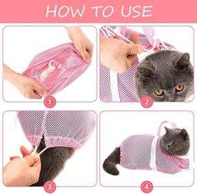 img 2 attached to 🐱 Adjustable Cat Shower Net Bag Set - Versatile Cat Grooming Bathing Bag Trio with Drawstrings, Anti-Bite, and Anti-Scratch Features for Safe Cat Restraint during Bathing, Nail Trimming, Pet Examination, and Ear Cleaning.