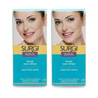 💆 surgi facial wax strips: effective removal of unwanted facial hair in 2 sizes, 2 pack logo