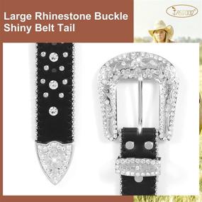 img 1 attached to Rhinestone Studded JASGOOD Western Leather Women's Accessories for Belts