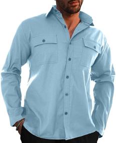 img 1 attached to 👕 Cotton Button Shirts: the Perfect Casual Outdoor Men's Clothing
