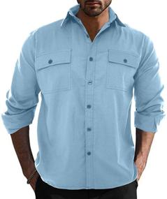 img 2 attached to 👕 Cotton Button Shirts: the Perfect Casual Outdoor Men's Clothing