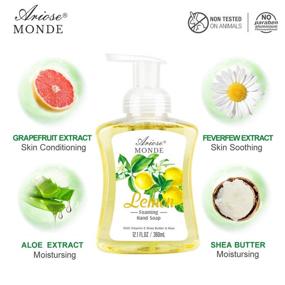 img 2 attached to 🍋 Ariosemonde Lemon Scent Liquid Foaming Hand Soap, 12.1 OZ with Pump, Pack of 3, Moisturizing Hand Wash