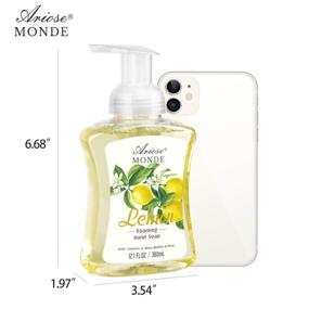 img 1 attached to 🍋 Ariosemonde Lemon Scent Liquid Foaming Hand Soap, 12.1 OZ with Pump, Pack of 3, Moisturizing Hand Wash