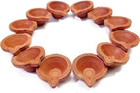 img 2 attached to 🪔 12 Pc Craftsman Set of Clay Diyas for Diwali Puja Pooja | Handmade Terracotta Earthen Vilakku Oil Lamps with Cotton Wicks | Natural Mitti Deepawali Decor | Indian Gift Items