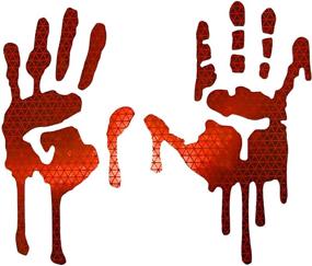 img 3 attached to 🖐️ Enhanced Visibility Reflective Bloody/Dripping Hands Decals - customTAYLOR33 High Intensity Grade (3 inches Height, Red) for Helmets, Windscreens, Rear Windows, and Bumper Stickers