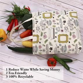 img 3 attached to 🛒 BriTal Friends Grocery Tote Bag: Official Friends TV Show Merchandise with Yellow Frame Peephole Design - Practical and Stylish Kitchen Grocery Cotton Tote Bags in Beige