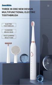 img 3 attached to IPX7 Waterproof Rechargeable Sonic Electric Toothbrush with 6 Brushing Modes, Smart Timer, 5 Dupont Brush Heads, 1 Face Washing Brush Head, and 1 Facial Massage Brush Head Included