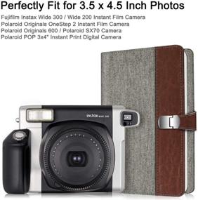 img 3 attached to 📷 Fintie Wallet Photo Album for Fujifilm Instax Wide 300 and Polaroid OneStep 2 – Holds 64 Pockets (Snap Fastener) – Denim Grey