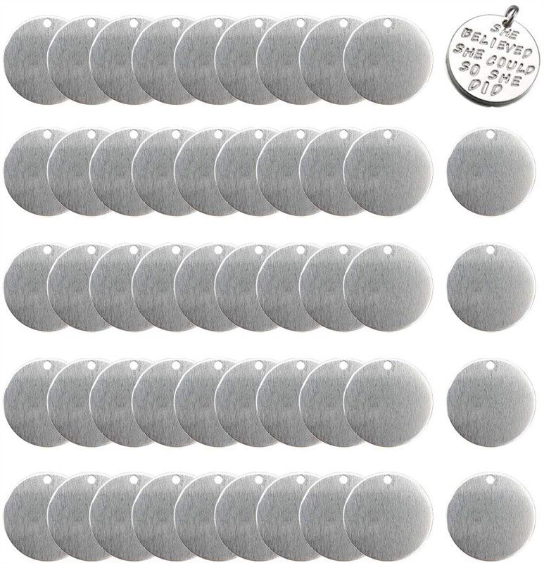 50 Count Metal Stamping Blanks Round Discs for Jewelry Making, Engraving, 1  Inch, Silver