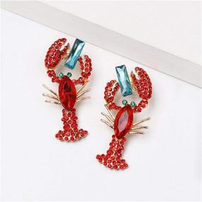 img 2 attached to 💎 Sparkling Rhinestone Crystal Crayfish Earrings: Dazzling Girls' Jewelry