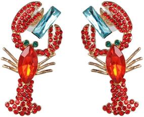 img 3 attached to 💎 Sparkling Rhinestone Crystal Crayfish Earrings: Dazzling Girls' Jewelry