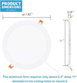 img 3 attached to 🔆 JARLSTAR 1-Pack Ultra-Thin LED Recessed Ceiling Light with Junction Box - 11 Inch, 6000K Daylight, 24W 110V Eqv Recessed Lighting, Slim LED Can-Killer Downlight, 2150LM High Brightness, CRI80+