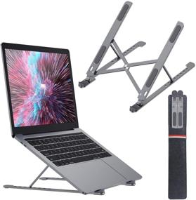 img 4 attached to 🎛️ FITA Foldable Laptop Stand for Desk - Adjustable Height & Angles, Portable Aluminum Riser | Compatible with MacBook Air Pro, HP, Dell & More (11''-17.3'')