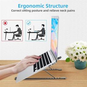 img 2 attached to 🎛️ FITA Foldable Laptop Stand for Desk - Adjustable Height & Angles, Portable Aluminum Riser | Compatible with MacBook Air Pro, HP, Dell & More (11''-17.3'')