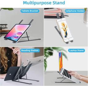 img 1 attached to 🎛️ FITA Foldable Laptop Stand for Desk - Adjustable Height & Angles, Portable Aluminum Riser | Compatible with MacBook Air Pro, HP, Dell & More (11''-17.3'')