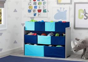 img 3 attached to 🚀 Delta Children Deluxe Multi-Bin Toy Organizer: серо-синие контейнеры для хранения включены