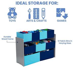 img 2 attached to 🚀 Delta Children Deluxe Multi-Bin Toy Organizer: Grey/Blue Storage Bins Included