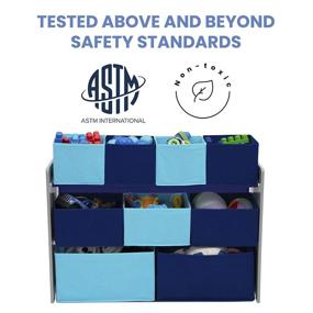 img 1 attached to 🚀 Delta Children Deluxe Multi-Bin Toy Organizer: Grey/Blue Storage Bins Included