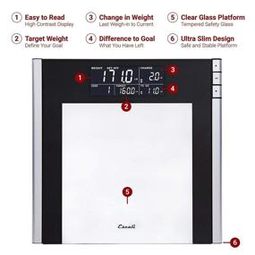 img 3 attached to 📊 Escali USTT200 Bathroom Body Scale - 4 User Profiles, LCD Digital Display, 440lb Capacity - Clear/Black