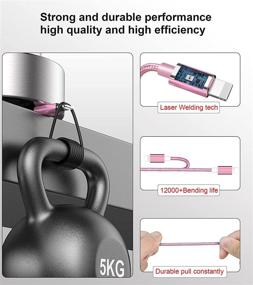 img 1 attached to 🔌 [Оснащен сертификацией Apple MFi] 3-пак iPhone кабелей зарядки (10 футов, 6 футов, 3 фута) - Длинный USB-кабель с плетением из нейлона - Совместим с iPhone 12 Pro Max, 11, 10, Xr, Xs Max, 8, 7, 6, 5 SE - Розовый
