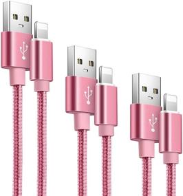 img 4 attached to 🔌 [Оснащен сертификацией Apple MFi] 3-пак iPhone кабелей зарядки (10 футов, 6 футов, 3 фута) - Длинный USB-кабель с плетением из нейлона - Совместим с iPhone 12 Pro Max, 11, 10, Xr, Xs Max, 8, 7, 6, 5 SE - Розовый