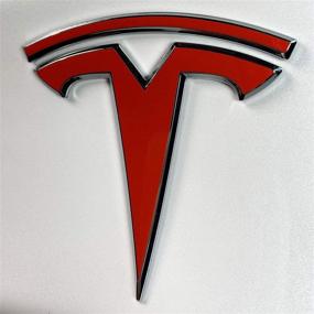 img 1 attached to Enhance Your Tesla Model X with a 14-pc Set of Custom Cut Graphics Logo Decal Wrap in Gloss Red