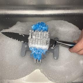 img 2 attached to 🧽 Kitchen Sink Cutlery Cleaner - Knife Scrub Brush for Easy Dishwashing - Wash Dish, Bowl, Plates - Commercial Bar Plate, Silverware, Utensil Scrubber - Suction Eco Brushes Handheld Brash Dishwashing Tool by SINK N' SPIN
