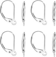 👂 set of 8 hypoallergenic 925 sterling silver leverback french earring hooks: dangle earwire findings in 16x9mm size - perfect for jewelry making logo