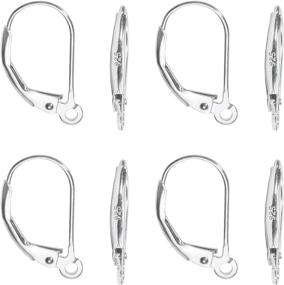 img 4 attached to 👂 Set of 8 Hypoallergenic 925 Sterling Silver Leverback French Earring Hooks: Dangle Earwire Findings in 16x9mm Size - Perfect for Jewelry Making