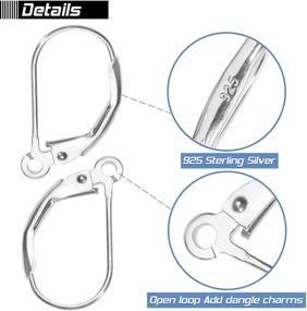 img 2 attached to 👂 Set of 8 Hypoallergenic 925 Sterling Silver Leverback French Earring Hooks: Dangle Earwire Findings in 16x9mm Size - Perfect for Jewelry Making