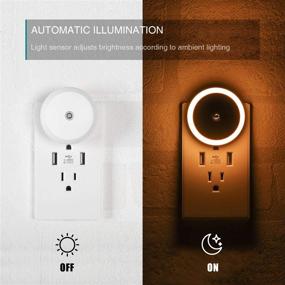 img 1 attached to 🌙 Convenient LED Night Light Plug-In with Light Sensor - 2 Pack: Ideal Warm Nightlight for Bedroom, Bathroom, Kitchen, Hallway, and More!