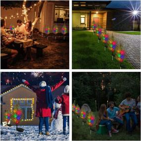 img 3 attached to Solar Christmas Outdoor Decorations - LED Solar Garden Lights IP65 Waterproof, Yard Decoration Solar Power Multi-Color Flickering Pine Lights for Outdoor Space (2PCS)