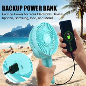 img 2 attached to 🔋 Portable Stroller Fan with 55H Battery Life, 12000mAh Power Bank, Tripod Design - Ideal Battery Operated Fan for Baby Car Seat, Stroller, Bike, Beach, Bedroom, Camping - Personal Mini Handheld/Desk/Clip On Cooling Fans