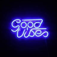 blue led neon wall signs - good vibes neon sign lights with usb decor for bedroom, kidroom, bar, apartment, shop - perfect for christmas, valentine's day, birthday party gift логотип