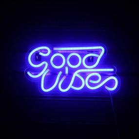 img 4 attached to Blue LED Neon Wall Signs - Good Vibes Neon Sign Lights with USB Decor for Bedroom, Kidroom, Bar, Apartment, Shop - Perfect for Christmas, Valentine's Day, Birthday Party Gift