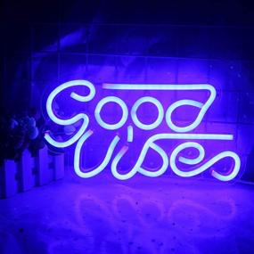 img 2 attached to Blue LED Neon Wall Signs - Good Vibes Neon Sign Lights with USB Decor for Bedroom, Kidroom, Bar, Apartment, Shop - Perfect for Christmas, Valentine's Day, Birthday Party Gift