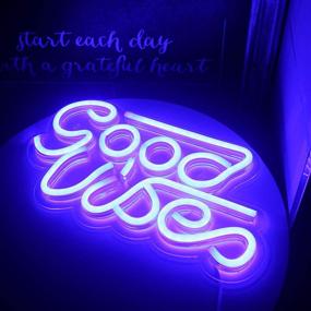 img 3 attached to Blue LED Neon Wall Signs - Good Vibes Neon Sign Lights with USB Decor for Bedroom, Kidroom, Bar, Apartment, Shop - Perfect for Christmas, Valentine's Day, Birthday Party Gift