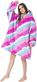 img 3 attached to HONEST PHENIX COME Wearable Blanket: Cozy Unisex Tie Dye Snuggie with Oversized Hoodie & Long Sleeves