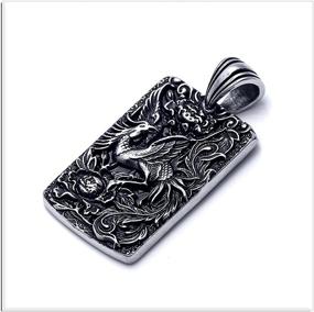 img 2 attached to Stylish Animal Phoenix Dog Tag Pendant Necklace - Durable Titanium Steel - 24 Inches Box Chain