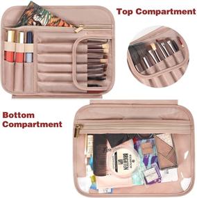 img 2 attached to 💄 Large Waterproof Toiletry Bag for Women - Hanging Travel Makeup Bag with Elastic Band Holders for Toiletries, Cosmetics, Brushes, Bottles - Pink