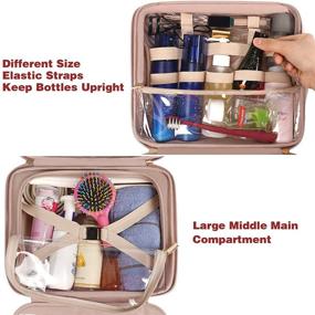 img 1 attached to 💄 Large Waterproof Toiletry Bag for Women - Hanging Travel Makeup Bag with Elastic Band Holders for Toiletries, Cosmetics, Brushes, Bottles - Pink