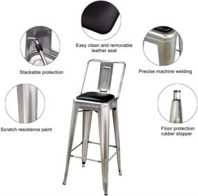 img 1 attached to GIA 30-Inch Bar Height Middle Back Metal Stool Chair with Vegan Leather Seat, 1-Pack, Gunmetal Finish