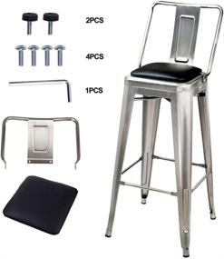 img 2 attached to GIA 30-Inch Bar Height Middle Back Metal Stool Chair with Vegan Leather Seat, 1-Pack, Gunmetal Finish