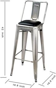 img 3 attached to GIA 30-Inch Bar Height Middle Back Metal Stool Chair with Vegan Leather Seat, 1-Pack, Gunmetal Finish